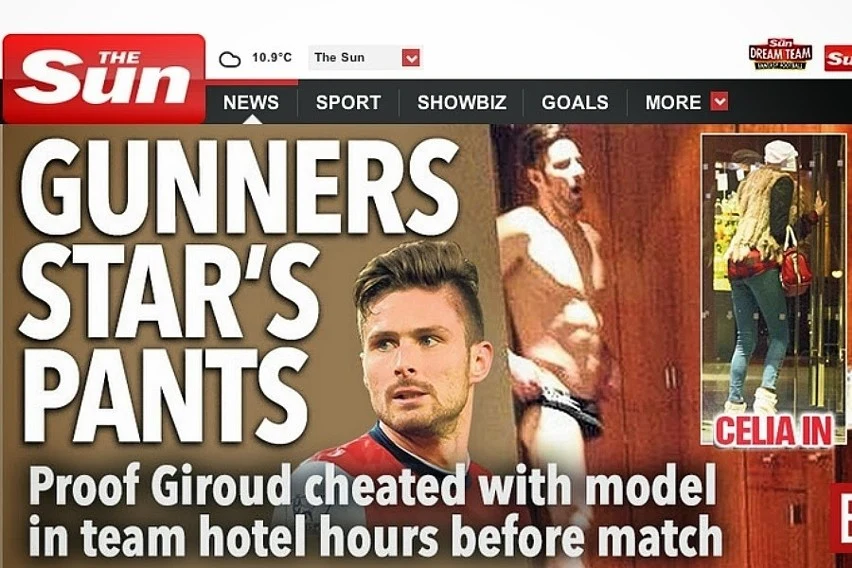 O skandalu z udziałem piłkarza donosił m.in. "The Sun" O skandalu z udziałem piłkarza donosił m.in. "The Sun"