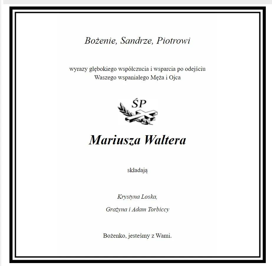 Nekrolog Torbickich /http://nekrologi.wyborcza.pl/ Nekrolog Torbickich /http://nekrologi.wyborcza.pl/