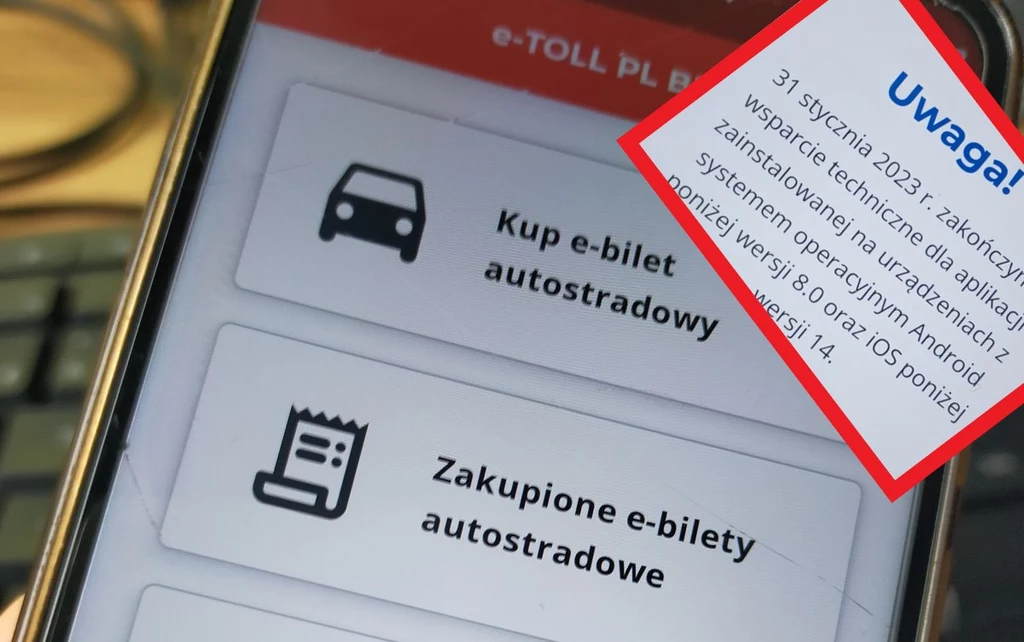 Od lutego starsze telefony mogą nie współpracować z aplikacjami e-TOLL i e-TOLL Bilet 