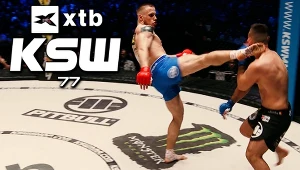 Bogdan Gnidko (w niebieskich spodenkach) szybko znokautował Madalina Privulescu, na gali XTB KSW 77