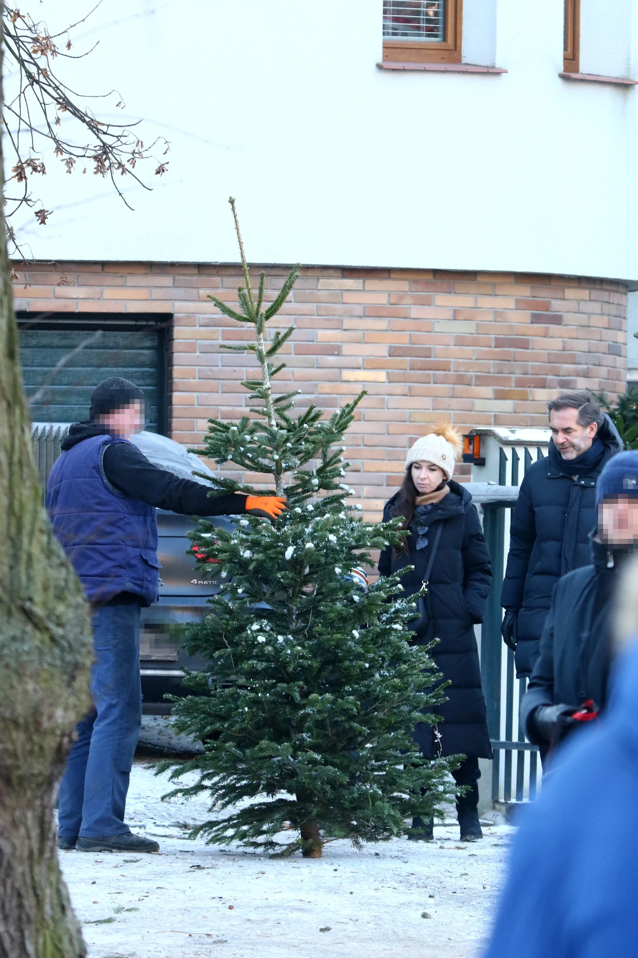 Marta Kaczyńska wybiera choinkę z synkiem i trzecim mężem, Piotrem Zielińskim 