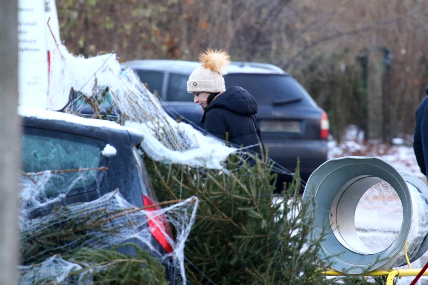 Marta Kaczyńska wybiera choinkę z synkiem i trzecim mężem, Piotrem Zielińskim 