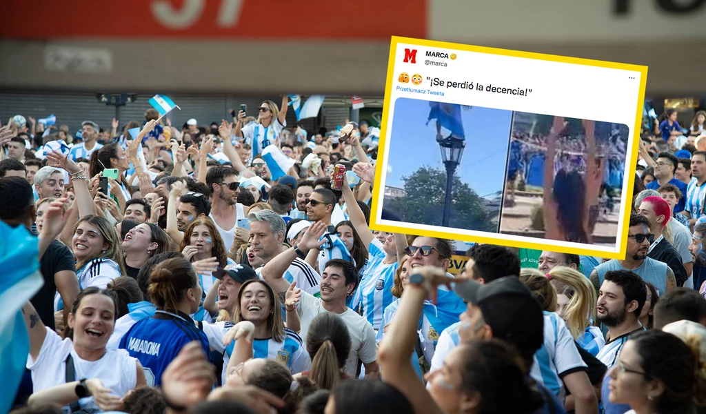 Kibice reprezentacji Argentyny świętujący po zwycięstwie ich kadry na mundialu w Katarze Kibice reprezentacji Argentyny świętujący po zwycięstwie ich kadry na mundialu w Katarze