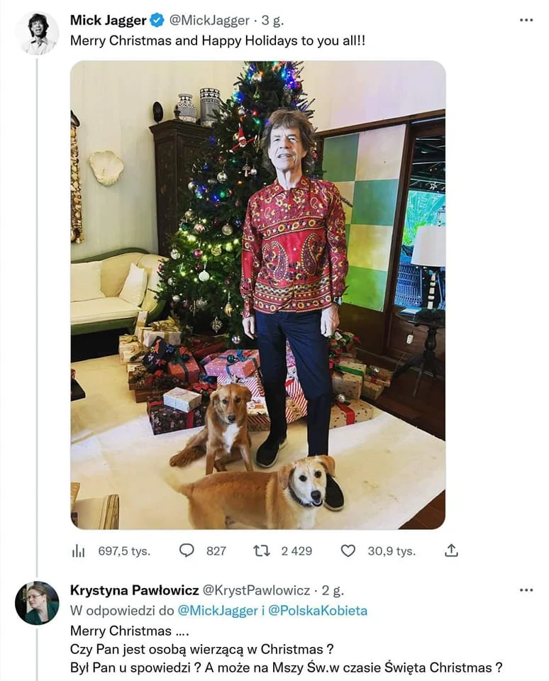 Mick Jagger składa fanom swiąteczne życzenia