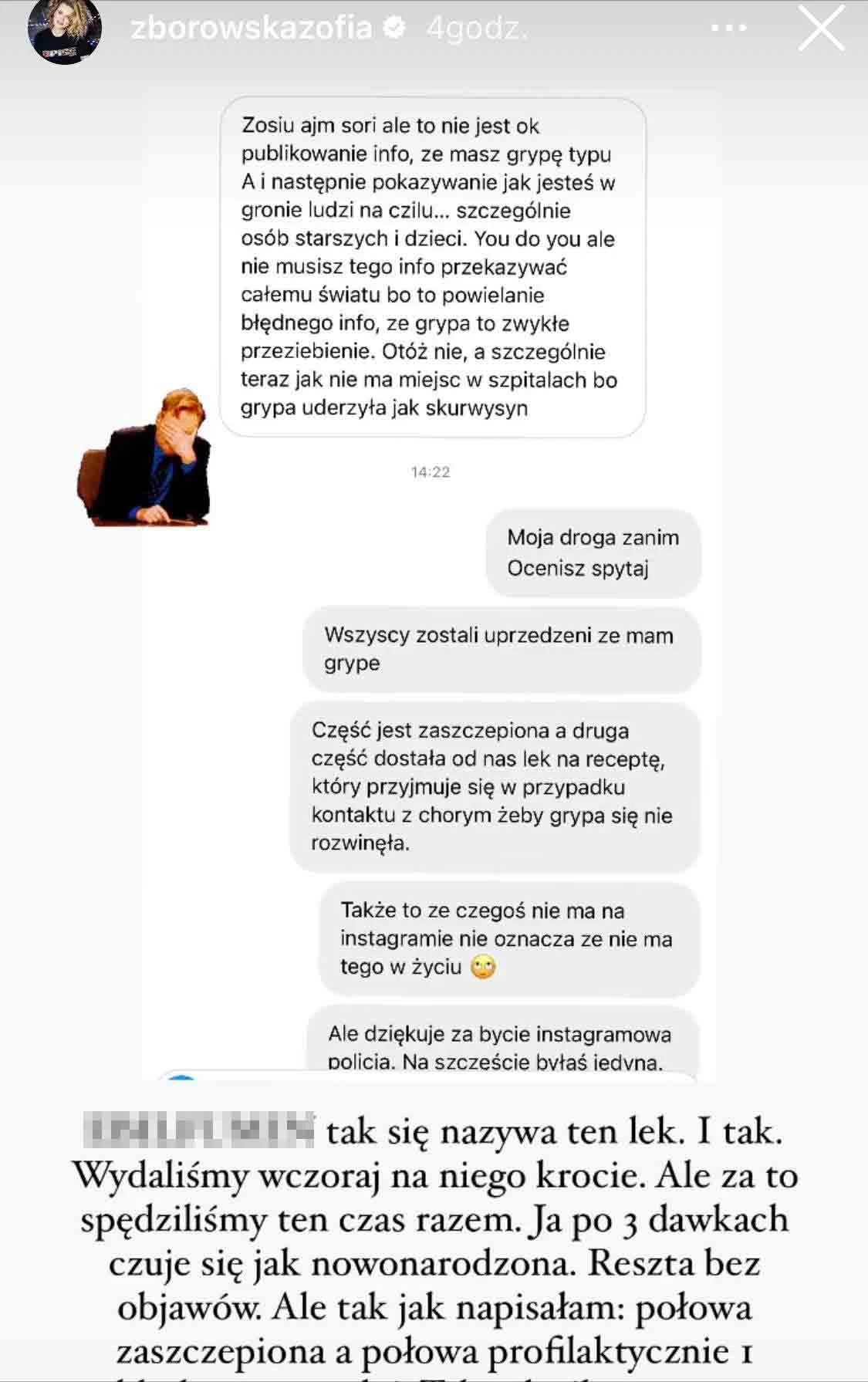 Zofia Zborowska choruje na grypę https://www.instagram.com/zborowskazofia/ Zofia Zborowska choruje na grypę https://www.instagram.com/zborowskazofia/