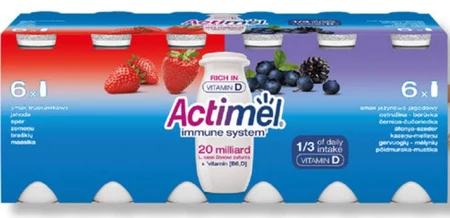 Actimel Mleko fermentowane o smaku jeżynowo-jagodowym i truskawkowym 1,2 kg (12 x 100 g)