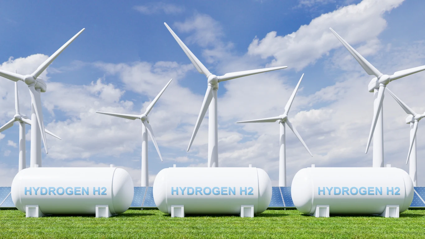 "Zielony" wodór jest energią wtórną, która powstaje poprzez elektrolizę wody. Wodór jest "zielony:, gdy do elektrolizy wykorzystano energię odnawialną np. wiatrową "Zielony" wodór jest energią wtórną, która powstaje poprzez elektrolizę wody. Wodór jest "zielony:, gdy do elektrolizy wykorzystano energię odnawialną np. wiatrową