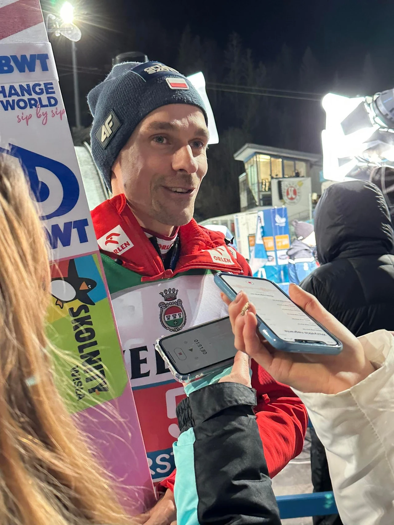 Piotr Żyła po konkursie w Oberstdorfie Piotr Żyła po konkursie w Oberstdorfie