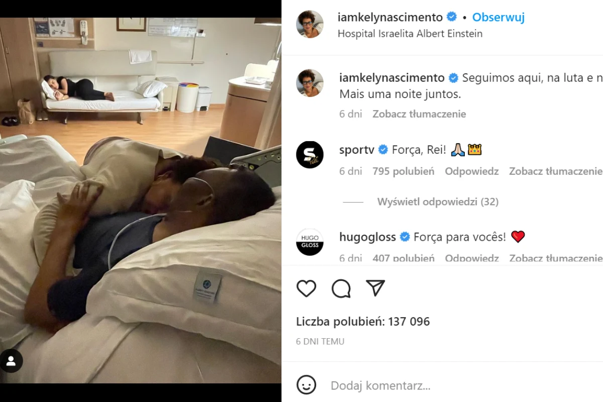 Kely Nascimento czuwająca przy swoim ojcu w szpitalu. Źródło: Instagram