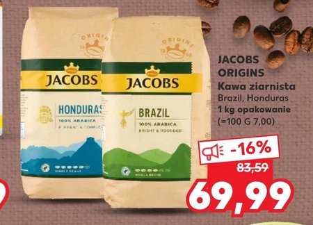 Jacobs Origins Honduras Elegant & Complex Kawa ziarnista palona 1000 g