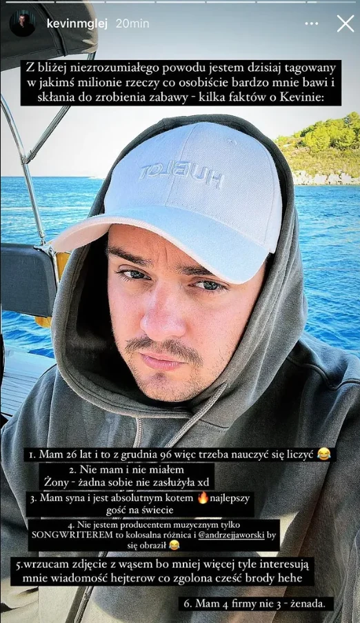 Kevin Mglej zamieścił "kilka faktów o sobie" Kevin Mglej zamieścił "kilka faktów o sobie"