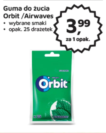 Orbit Spearmint Guma do żucia bez cukru 35 g (25 sztuk)