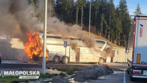 Pożar autobusu na zakopiance