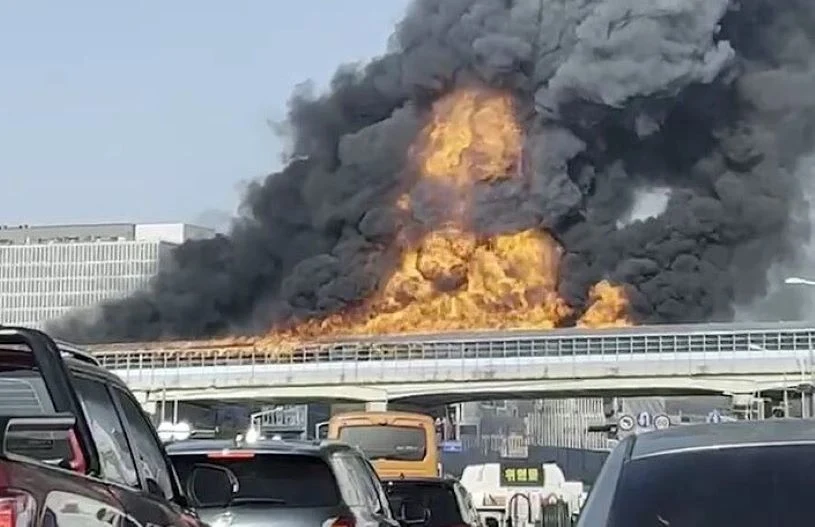 Pożar tunelu akustycznego w Korei Południowej.
