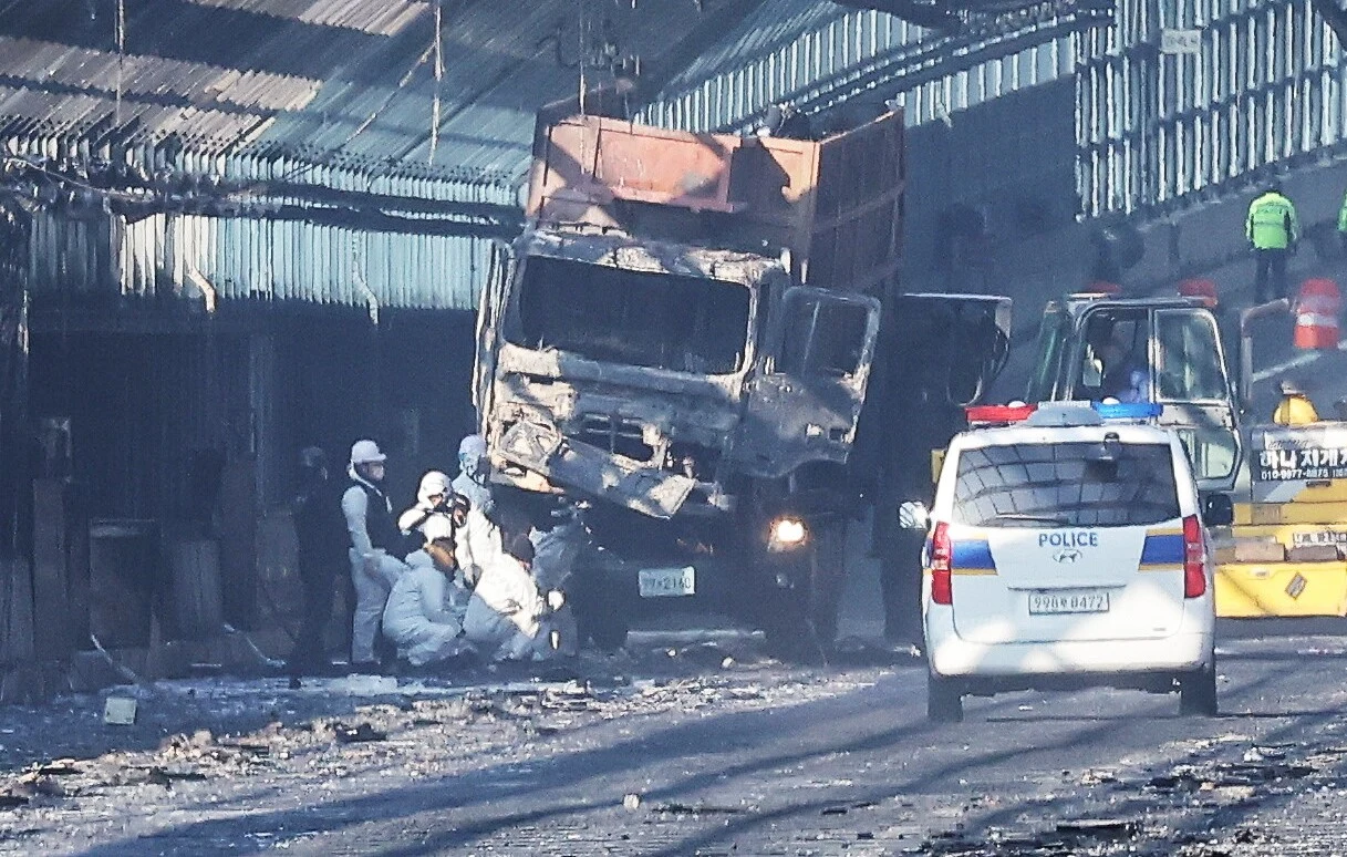 Pożar tunelu akustycznego w Korei Południowej.