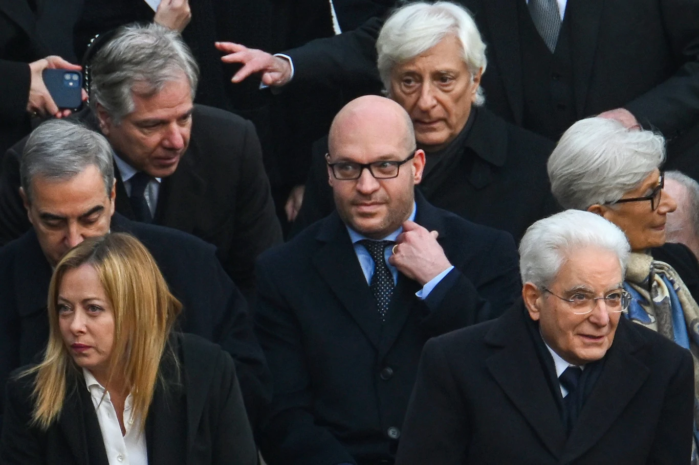 Przedstawiciele włoskiej delegacji - Giorgia Meloni i Sergio Mattarella.