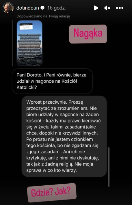 Dorota Szelągowska o swoim stosunku do wiary katolickiej https://www.instagram.com/dotindotin/ Dorota Szelągowska o swoim stosunku do wiary katolickiej https://www.instagram.com/dotindotin/
