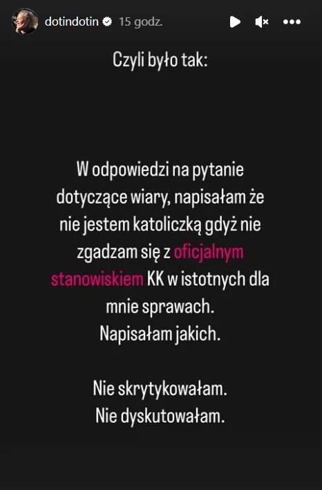 Dorota Szelągowska o swoim stosunku do wiary katolickiej https://www.instagram.com/dotindotin/ Dorota Szelągowska o swoim stosunku do wiary katolickiej https://www.instagram.com/dotindotin/