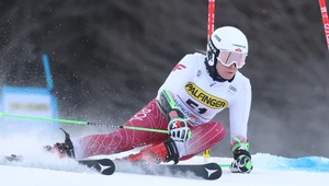 Magdalena Łuczak w czasie slalomu giganta w Pucharze Świata w narciarstwie alpejskim w Kranjskiej Gorze