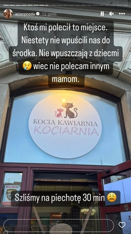 Opozda nie została wpuszczona do kociej kawiarni z synkiem
