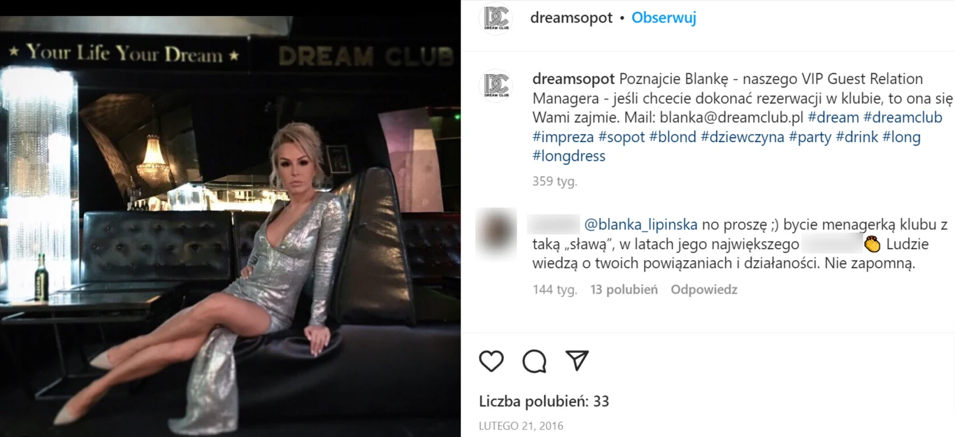 Blanka Lipińska w Dream Clubie