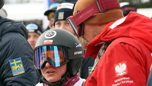 Maryna Gąsienica-Daniel w rozmowie z trenerem Marcienm Orłowskim w Kranjskiej Gorze
