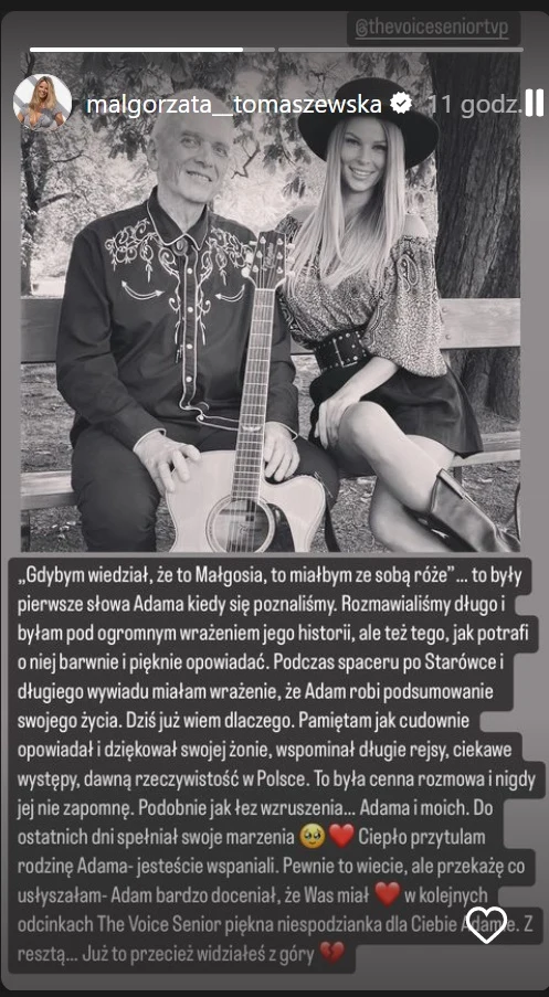 Małgorzata Tomaszewska jest zdruzgotana śmiercią Adama Anusiewicza /https://www.instagram.com/malgorzata__tomaszewska/ Małgorzata Tomaszewska jest zdruzgotana śmiercią Adama Anusiewicza /https://www.instagram.com/malgorzata__tomaszewska/