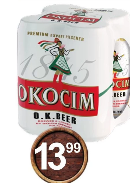 Okocim O.K. Beer Piwo jasne 4 x 500 ml