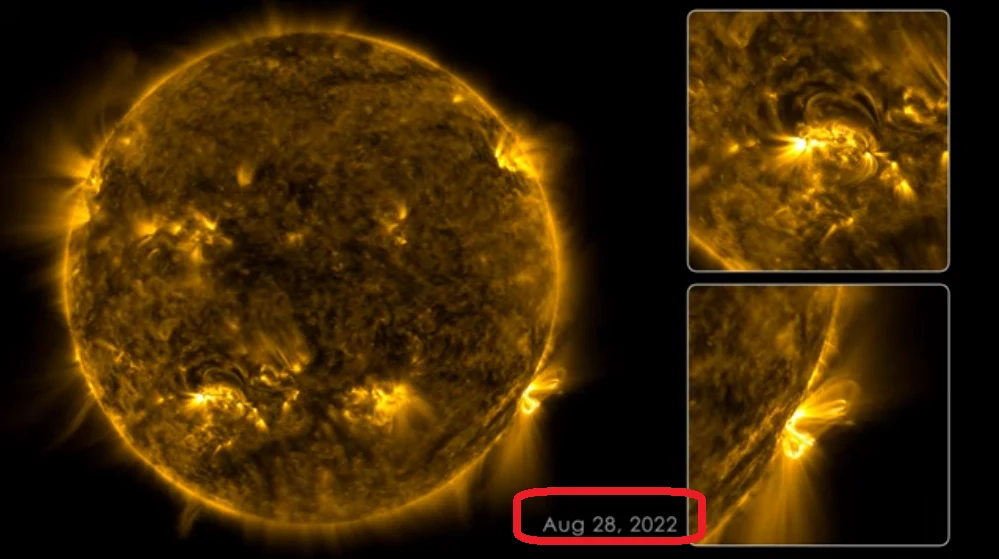 Data nagrania (z zaznaczeniem) na filmie NASA.