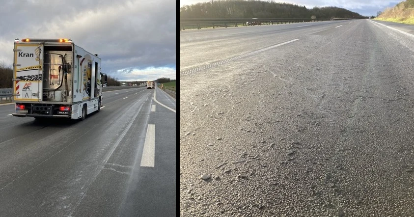 Niemiecka autostrada A7 została pokryta parafiną Niemiecka autostrada A7 została pokryta parafiną