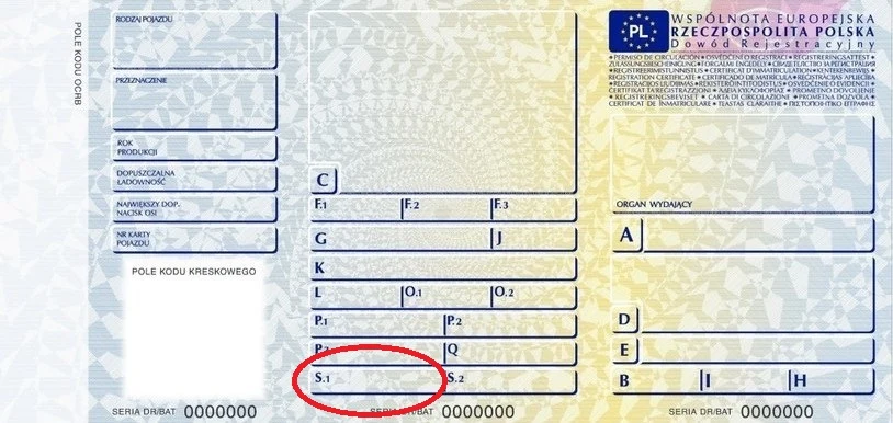 Podpowiadamy, gdzie szukać pola S.1 w dowodzie rejestracyjnym.