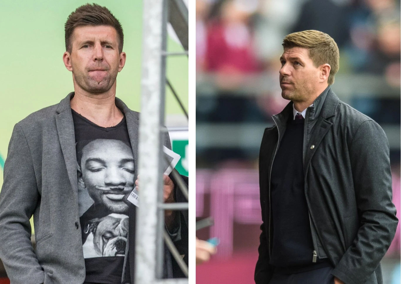 Grzegorz Rasiak (z lewej) i Steven Gerrard (z prawej) Grzegorz Rasiak (z lewej) i Steven Gerrard (z prawej)