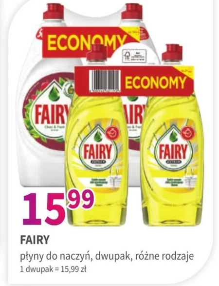 Fairy Extra+ Cytrusy 650ml + Fairy Cytryna 900ml Płyn do mycia naczyń
