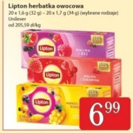 Lipton Herbatka owocowa malina i bez 32 g (20 torebek)