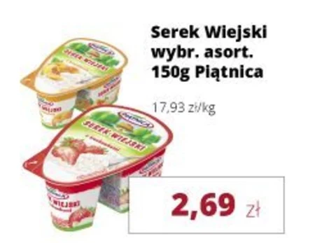 Piątnica Serek wiejski z truskawkami 150 g