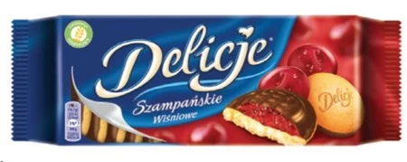 Delicje Szampańskie Biszkopty z galaretką wiśniową oblewane czekoladą 147 g