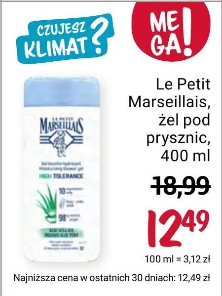 Le Petit Marseillais Nawilżający żel pod prysznic z aloesem bio 400 ml