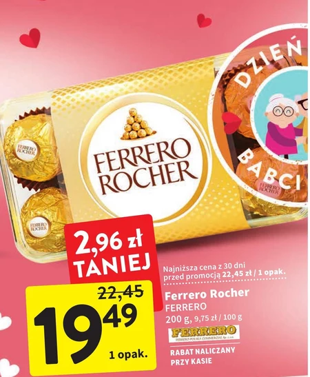 Ferrero Rocher Chrupiący wafelek z kremowym nadzieniem i orzechem laskowym w czekoladzie 200 g