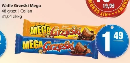 Grześki Mega Wafel przekładany kremem o smaku toffi w czekoladzie mlecznej 48 g
