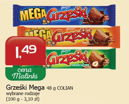 Grześki Mega Wafel przekładany kremem kakaowym w czekoladzie mlecznej 48 g