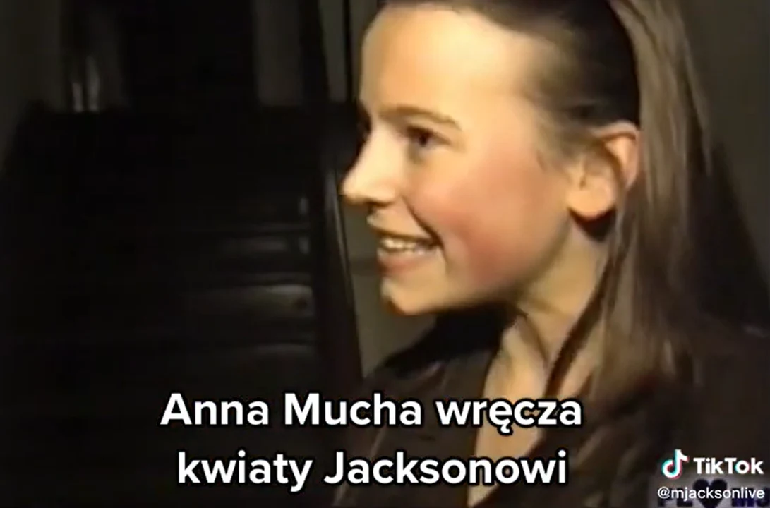 Anna Mucha podczas spotkania z Michaelem Jacksonem