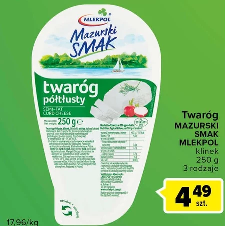 Mlekpol Mazurski Smak Twaróg półtłusty 250 g