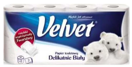 Velvet Papier toaletowy delikatnie biały 8 rolek