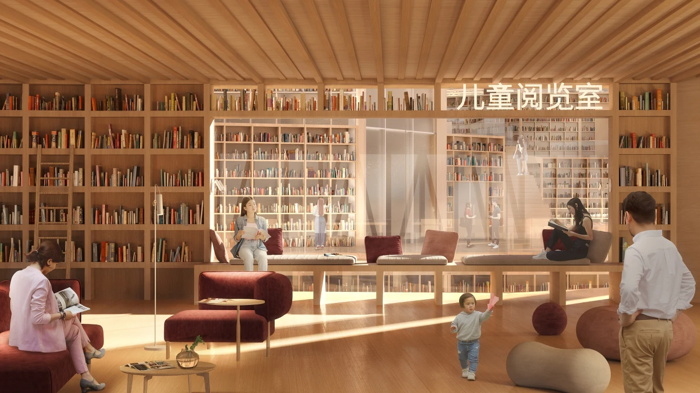 W bibliotece przewidziano przestrzenie dla czytelników W bibliotece przewidziano przestrzenie dla czytelników