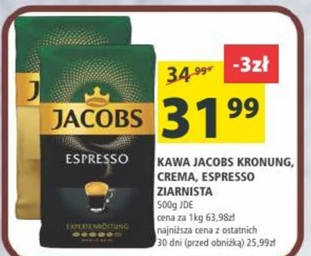 Jacobs Cafè Espresso Strong Kawa ziarnista palona 500 g