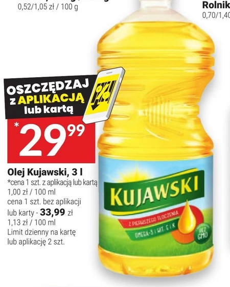 Kujawski Olej rzepakowy z pierwszego tłoczenia 3 l