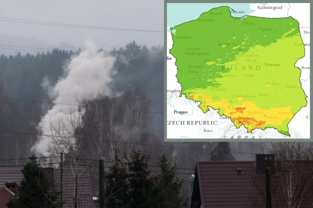 Główny Inspektorat ochrony Środowiska ostrzega przed złą jakością powietrza w trzech województwach (źródło mapy: gios.gov.pl)