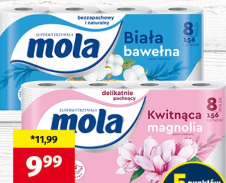 Mola Biała Bawełna papier toaletowy 8 rolek