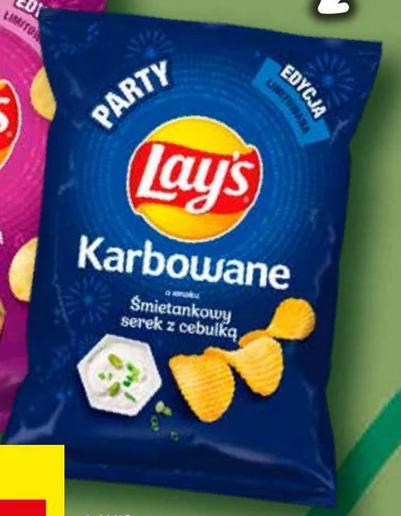 Lay's Chipsy ziemniaczane karbowane o smaku śmietankowy serek z cebulką 215 g