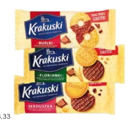 Krakuski Serduszka Herbatniki z dodatkiem masła w czekoladzie mlecznej 171 g